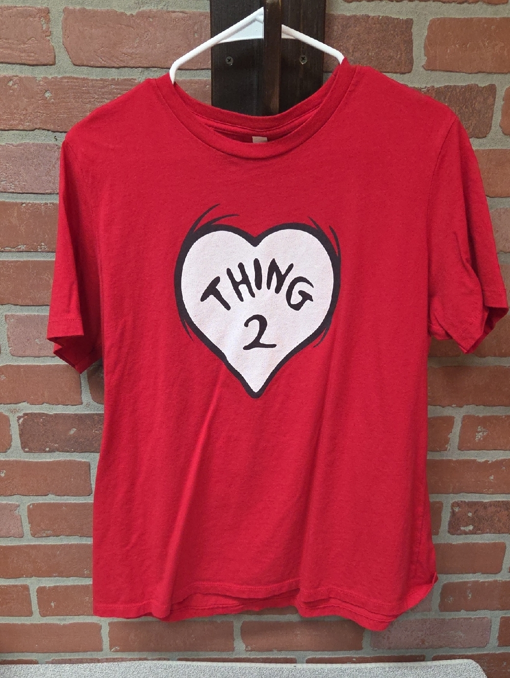 Bella Canvas Red Kids' Tee with White Heart "Thing 2" Graphic